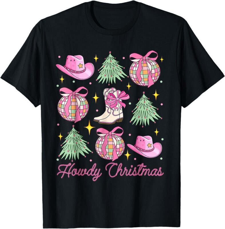 Howdy Christmas Pink Coquette Bow Xmas Tree Western Country T-Shirt