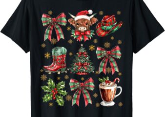 Howdy Christmas Tree Western Cowboy Hat Coquette Bow Xmas T-Shirt