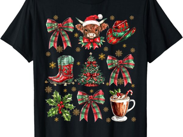 Howdy christmas tree western cowboy hat coquette bow xmas t-shirt