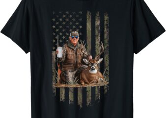 Hunting Trump Camouflage USA Flag Deer Hunting Season MAGA T-Shirt