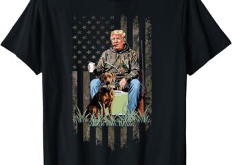 Hunting Trump Camouflage USA Flag Duck Hunting Season MAGA T-Shirt