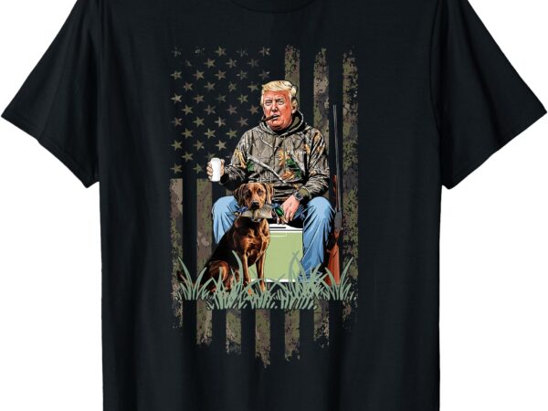 Hunting trump camouflage usa flag duck hunting season maga t-shirt