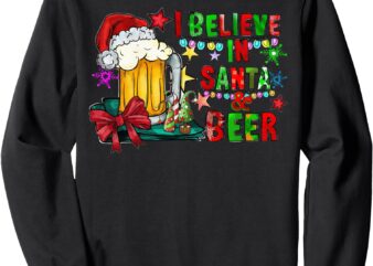 I Believe In Santa And Beer Christmas Gifts PJs Men Women Sweatshirt