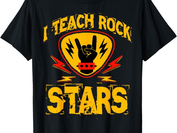 I teach rock stars music teacher rock on graphic t-shirt