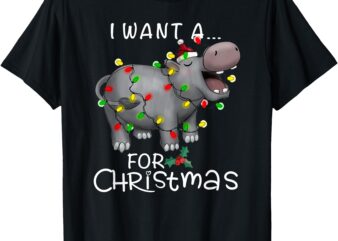 I Want A Hippopotamus For Christmas Xmas Hippo Lover Funny T-Shirt