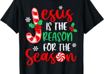 Jesus Is The Reason For The Season Christmas Xmas Candy Cane T-Shirt