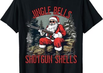 Jingle Bells Shotgun Shells Funny Santa Men Bruh Gun T-Shirt