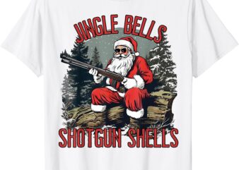 Jingle Bells Shotgun Shells Funny Santa Men Bruh Gun T-Shirt