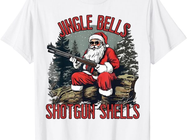 Jingle bells shotgun shells funny santa men bruh gun t-shirt