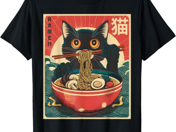 Kawaii cat anime gifts cat ramen graphic tee japanese funny t-shirt