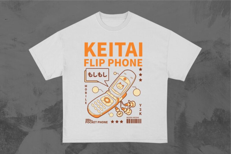 Keitai Flip Phone Japanese Vintage T-shirt Design