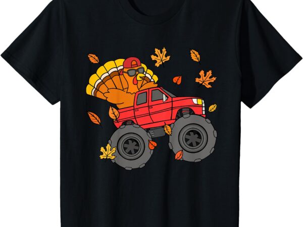 Kids monster truck turkey happy thanksgiving boys girls t-shirt