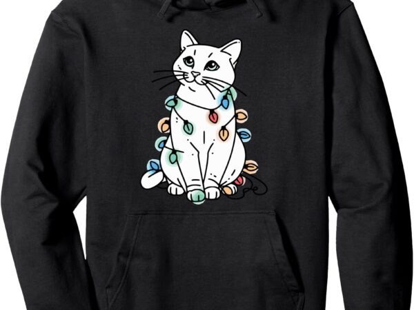 Kitty with christmas lights pullover hoodie t shirt vector art