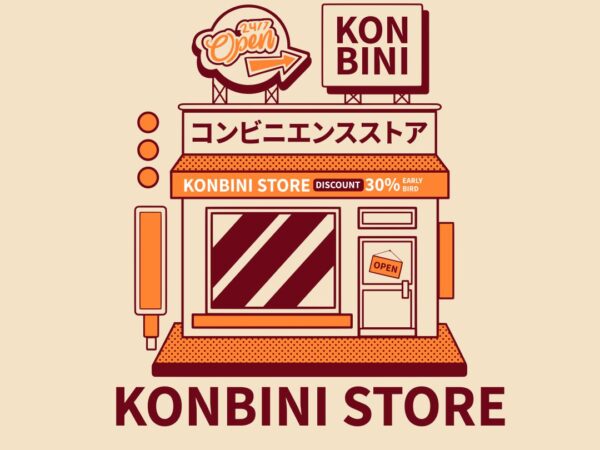 Konbini store japanese vintage t-shirt design