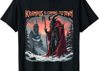 Krampus Is Coming To Town Christmas Xmas Horror Graphic T-Shirt