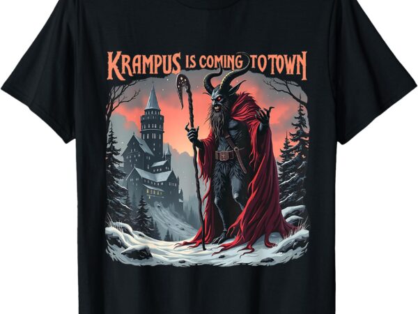 Krampus is coming to town christmas xmas horror graphic t-shirt