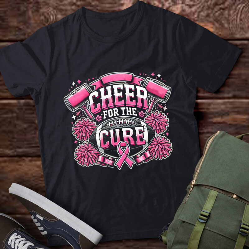 LT601-Cheer For The Cure Breast Cancer Sport Cheerleader Football T-Shirt