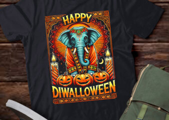 LT608-Happy Diwalloween Halloween Diwali Pumpkin Lantern Deepaval T-Shirt