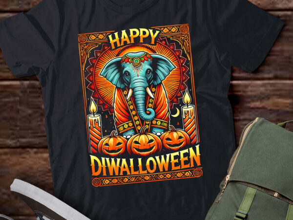 Lt608-happy diwalloween halloween diwali pumpkin lantern deepaval t-shirt