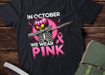 LT610-In October We Wear Pink Breast Cancer Pumpkin Halloween Boys T-Shirt