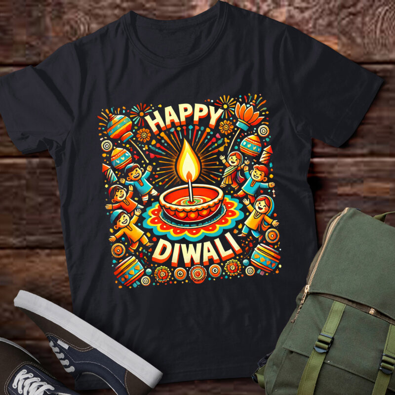 LT611-Happy Diwali for Kids Deepavali Wishes – Festival of Lights T-Shirt