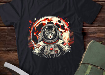 LT614-Retro Space Cat Good Luck T-Shirt