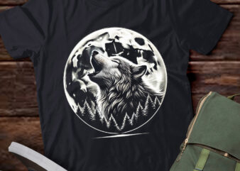 LT616-Graphic Tee Wolf Howling Moon Forest Nature Wildlife Animal T-Shirt