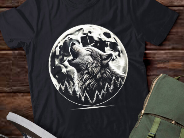 Lt616-graphic tee wolf howling moon forest nature wildlife animal t-shirt