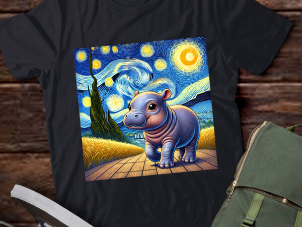 Lt621-moo-deng starry night funny moo-deng meme t-shirt