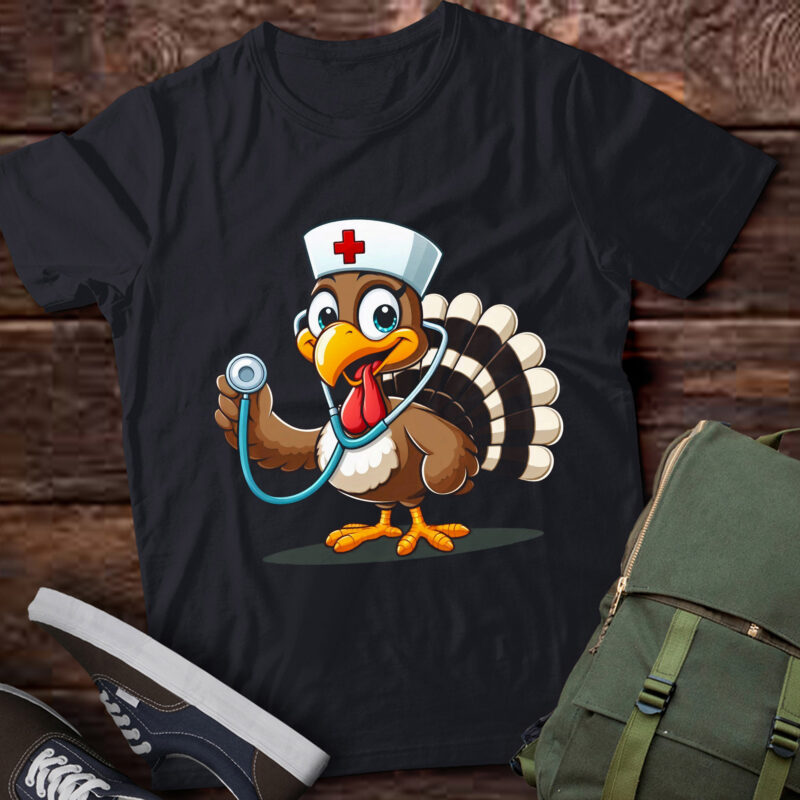 LT623-Thanksgiving Scrub Tops Women Turkey Nurse Holiday Nursing T-Shirt