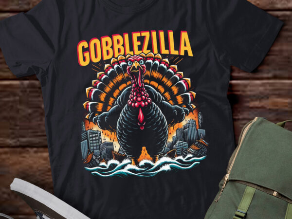 Lt638-turkey day thanksgiving gobblezilla t-shirt