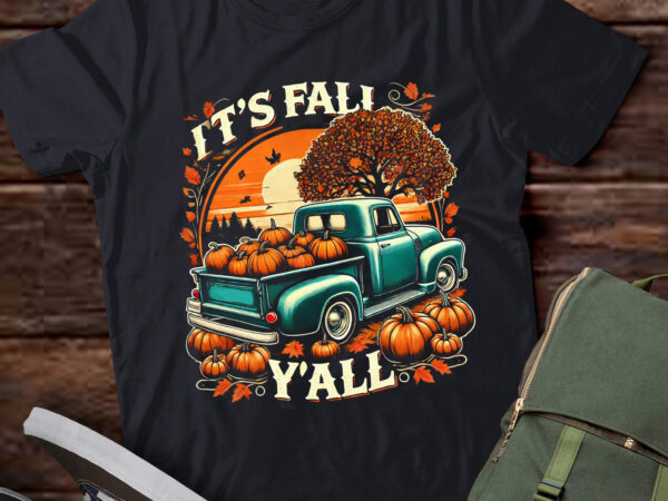 Lt639-it’s fall y’all pumpkin truck autumn tree fall thanksgiving t-shirt