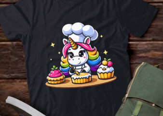 LT644-Unicorn Cupcake Funny Girls Kids Baking Cake Rainbow Gifts T-Shirt