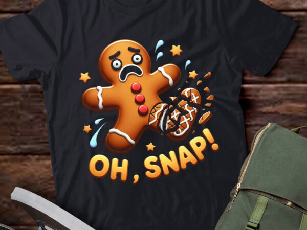 Lt669-gingerbread man oh snap christmas funny cookie baking gift short sleeve t-shirt