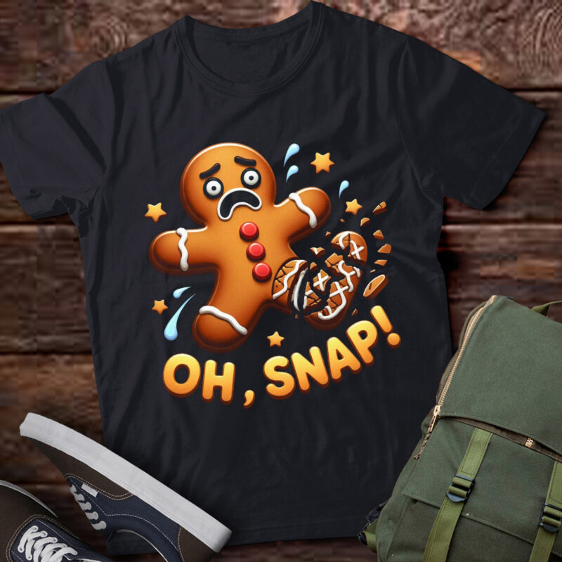 LT669-Gingerbread Man Oh Snap Christmas Funny Cookie Baking Gift Short Sleeve T-Shirt