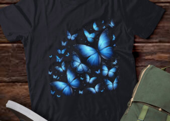 LT674-Blue Butterfly Art Garden Beautiful Butterflies T-Shirt