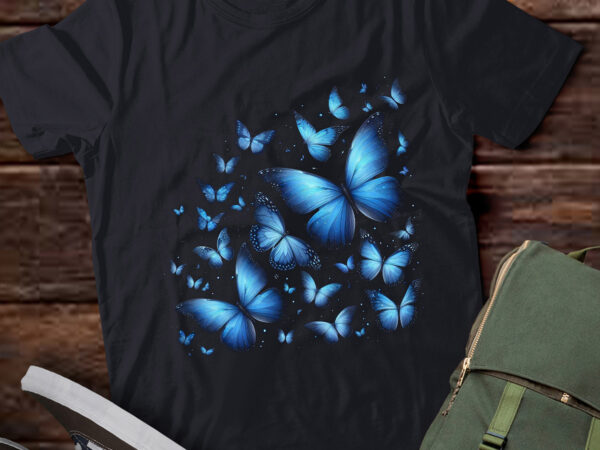 Lt674-blue butterfly art garden beautiful butterflies t-shirt