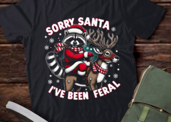 LT707-Sorry Santa I’ve Been Feral Christmas Holiday Reccoon Meme T-Shirt