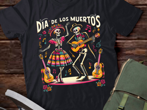 Lt708-dia de los muertos dancing skeletons guitar day of the dead t-shirt