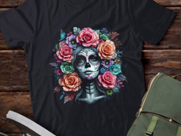 Lt709-de los muertos la catrina day of the dead women sugar skull t-shirt