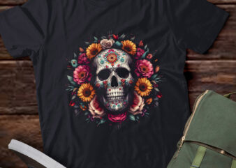 LT710-Dia De Los Muertos Costume Day of the Dead Sugar Skull T-Shirt