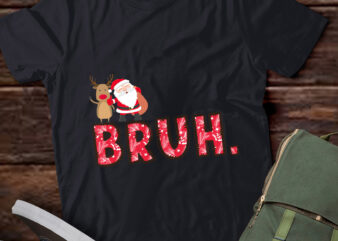 LT722-Bruh Funny Christmas Plaid Teens Boys Kids Xmas Pajamas T-Shirt