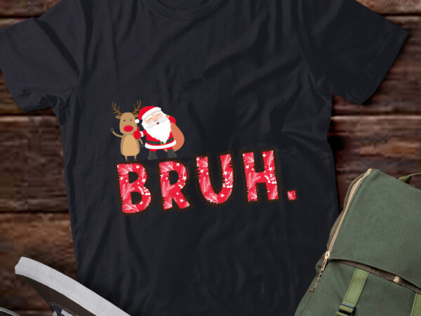 Lt722-bruh funny christmas plaid teens boys kids xmas pajamas t-shirt