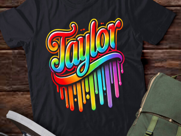 Lt726-girl retro taylor first name personalized groovy 80’s pink t-shirt