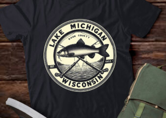 LT743-Door County WI Vintage Crossed Fishing Rods T-Shirt