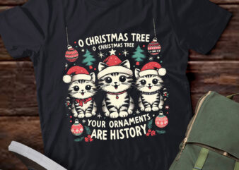 LT744-Cats Christmas Shirt Funny Ornaments Pajama Family Gift Tee T-Shirt