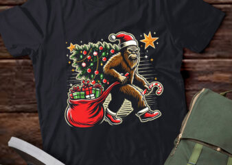 LT745-Bigfoot Christmas Tree Lights Xmas Boys Men Sasquatch Lovers T-Shirt