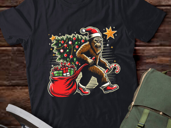 Lt745-bigfoot christmas tree lights xmas boys men sasquatch lovers t-shirt