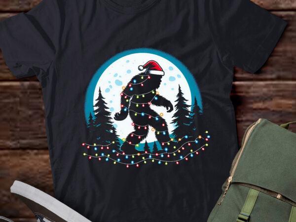 Lt749-bigfoot santa christmas tree lights funny xmas sasquatch t-shirt