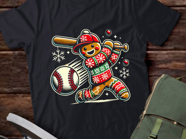 Lt757-baseball christmas gingerbread man baseball ugly christmas t-shirt